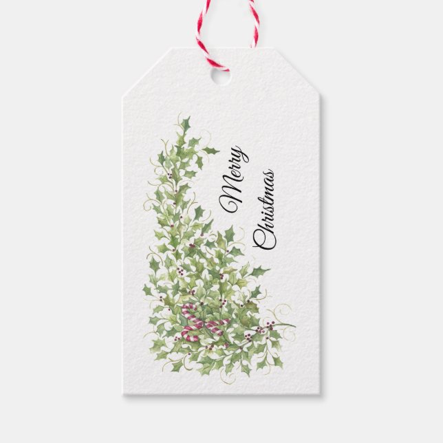 Candy Canes and Holly Gift Tags (Front)