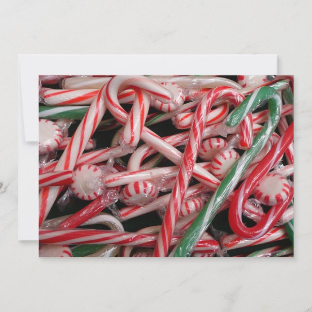 Candy Canes and Peppermints Christmas Holiday Card (Front)