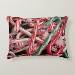 Candy Canes and Peppermints Christmas Holiday Decorative Cushion