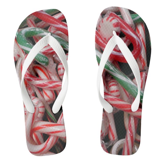 Candy Canes and Peppermints Christmas Holiday Jandals (Footbed)