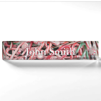 Candy Canes and Peppermints Christmas Holiday Nameplate