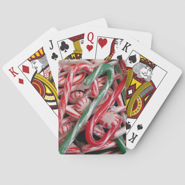 Candy Canes and Peppermints Christmas Holiday Playing Cards (Back)