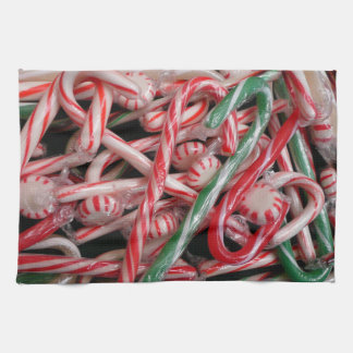 Candy Canes and Peppermints Christmas Holiday Tea Towel