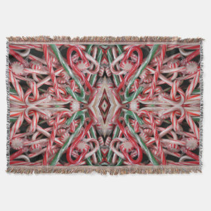 Candy Canes and Peppermints Christmas Holiday Throw Blanket
