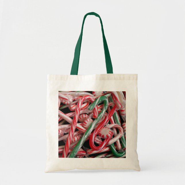 Candy Canes and Peppermints Christmas Holiday Tote Bag (Front)