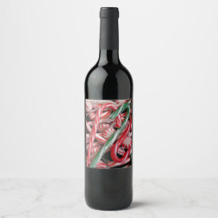 Candy Canes and Peppermints Christmas Holiday Wine Label