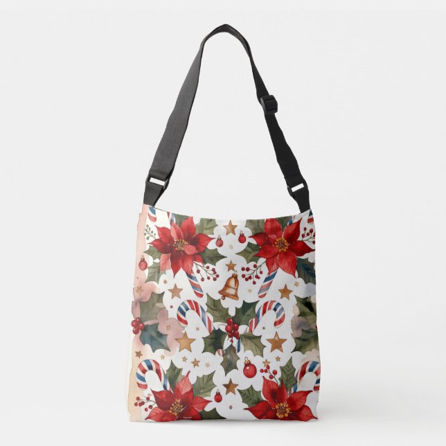 Candy Canes and Poinsettias, Author Natasha Us   Crossbody Bag (Front)