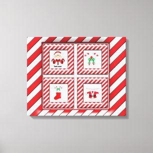 Candy Canes and Santa Canvas Print