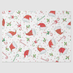 Candy Canes and Santa Hats Tissue Paper