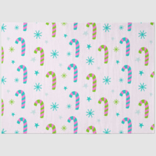 Candy Canes and Snowflakes Pink Christmas Tissue Paper