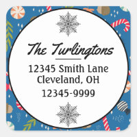 Candy Canes and Wrapped Xmas Candy Return Address