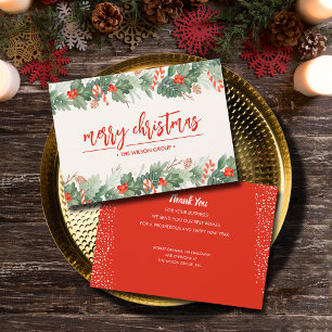 Candy Canes Berries Business Christmas Holiday Card