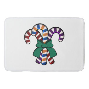 Candy Canes bouquet - green ribbon  Bath Mat