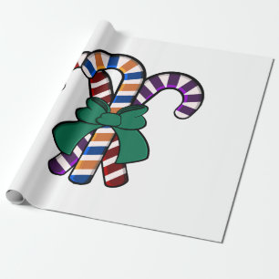 Candy Canes bouquet - green ribbon  Wrapping Paper