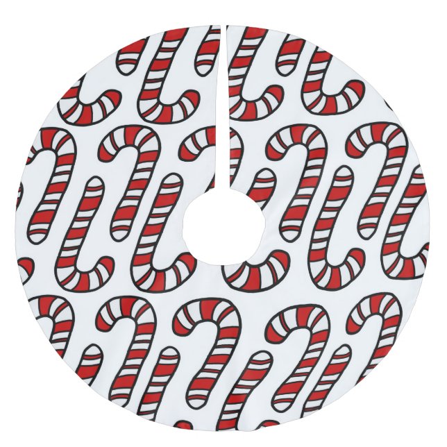 Candy Canes Brushed Polyester Tree Skirt (Front)