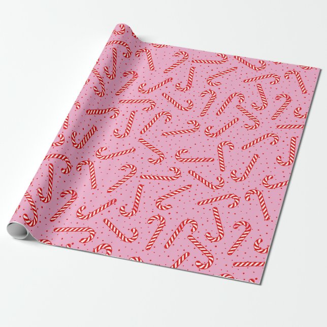 Candy Canes Christmas Design  Wrapping Paper (Unrolled)