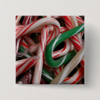 Candy Canes Christmas Holiday White Green and Red 15 Cm Square Badge