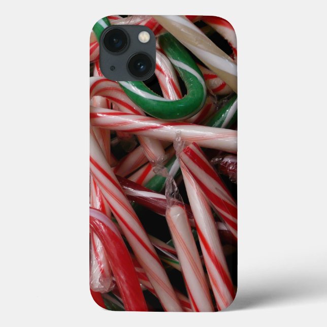 Candy Canes Christmas Holiday White Green and Red Case-Mate iPhone Case (Back)