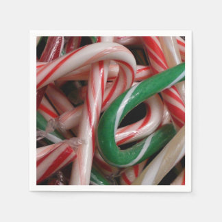 Candy Canes Christmas Holiday White Green and Red Napkin