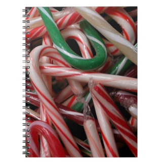 Candy Canes Christmas Holiday White Green and Red Notebook