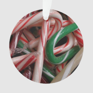 Candy Canes Christmas Holiday White Green and Red Ornament