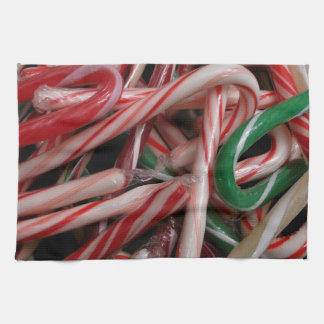 Candy Canes Christmas Holiday White Green and Red Tea Towel