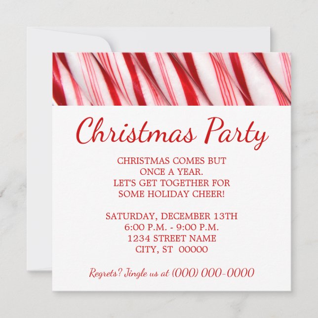 Candy Canes Christmas Party Invitation (Front)