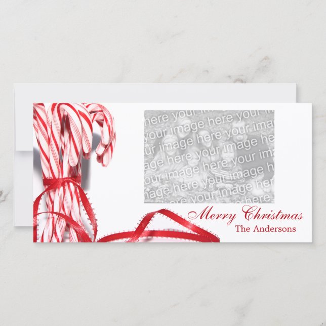 Candy Canes Christmas Photo Cards (Front)