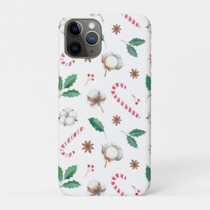 Candy Canes Cotton Holly Leaves Christmas Case-Mate iPhone Case