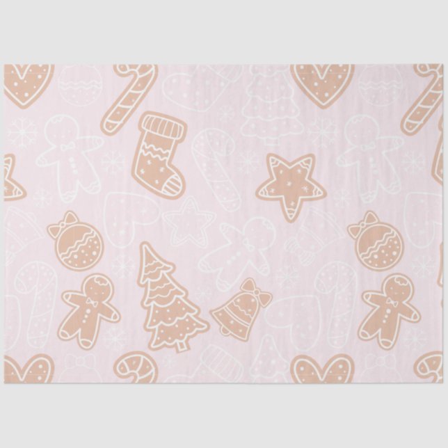 Candy Canes Gingerbread Men Stars Christmas Tissue Paper (Front)