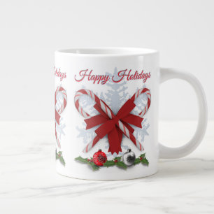 Candy Canes Happy Holidays Large Coffee Mug