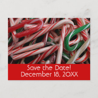 Candy Canes Holiday Save the Date Announcement Postcard