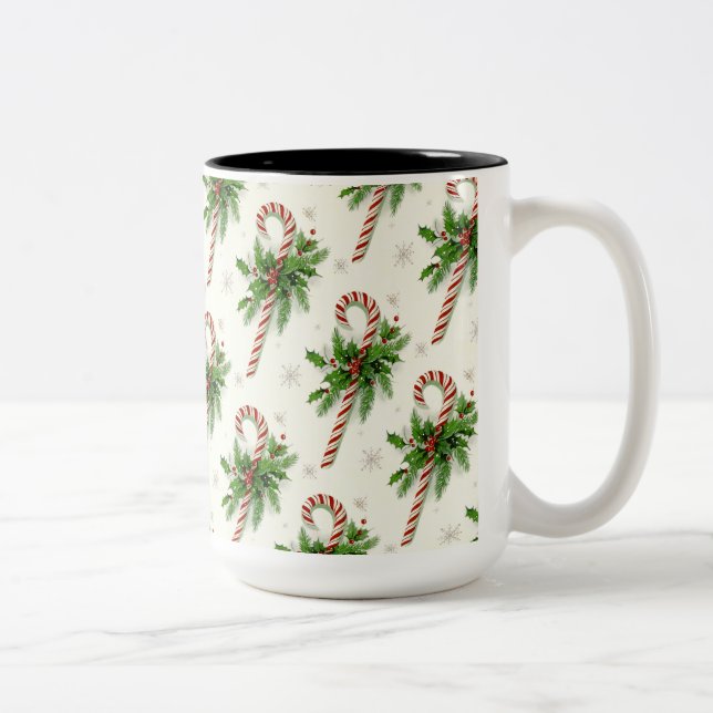 Candy Canes & Holly Christmas Mug (Right)