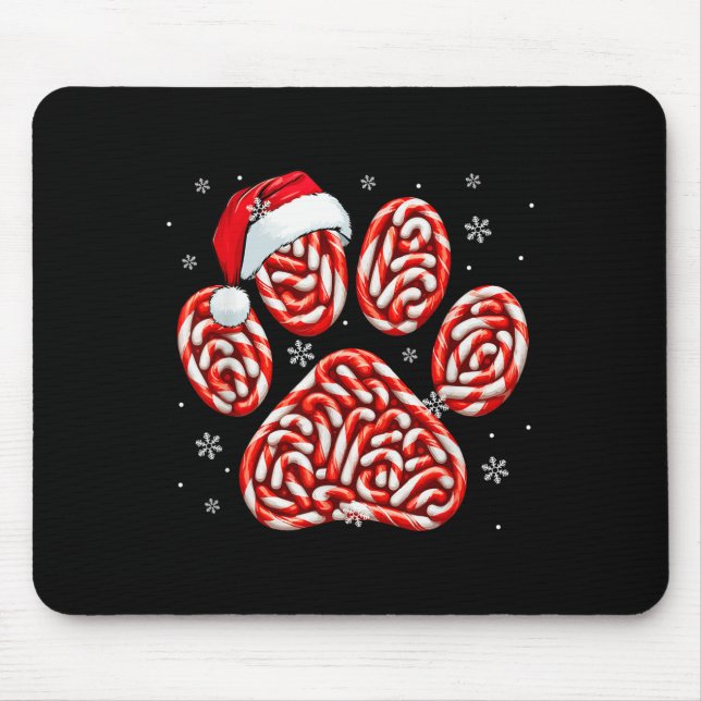 Candy Canes In Dog Paw Xmas Dog Cat Owner Family K Mouse Pad (Front)