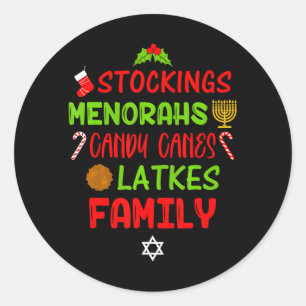 Candy Canes Latkes Hanukkah Christmas Chrismukkah Classic Round Sticker