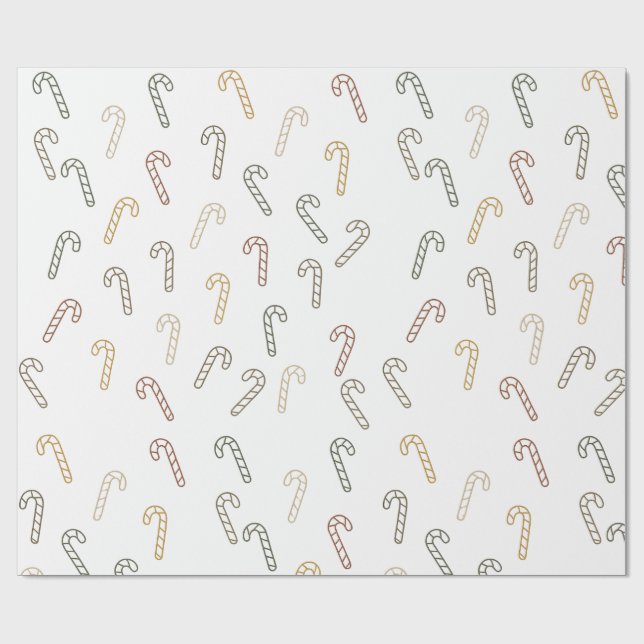 Candy Canes Minimal Scandi Christmas Design			 Wrapping Paper (Flat)