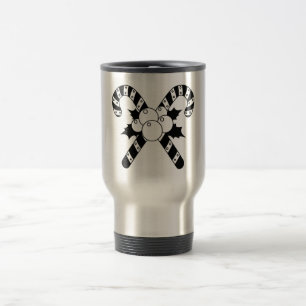 Candy Canes & mistletoe Black Merry Christmas Travel Mug