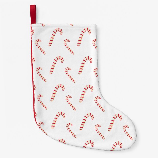 Candy Canes Pattern Small Christmas Stocking (Front)