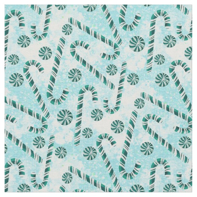 Candy Canes Peppermint Christmas  Fabric (Close Up)