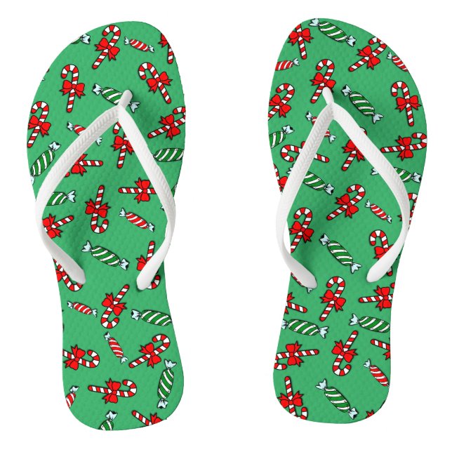 Candy Canes & Peppermints Holiday Flip Flops (Footbed)