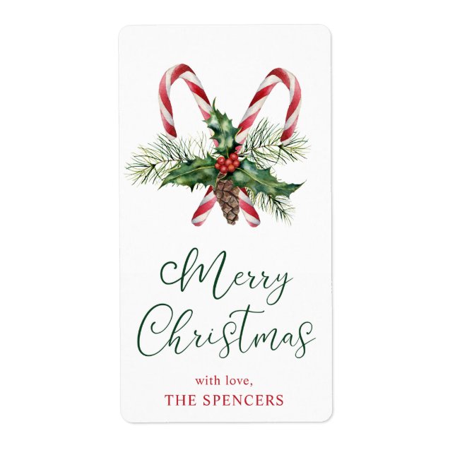 Candy Canes Personalised Christmas Gift Tags (Front)