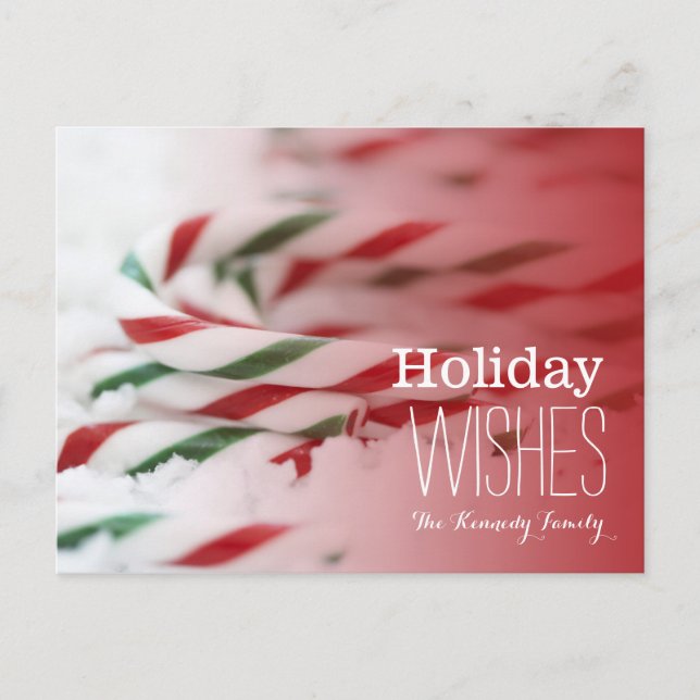 Candy canes red and green holiday postcard (Front)