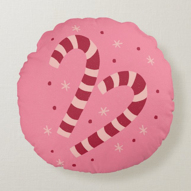 Candy canes round cushion (Front)