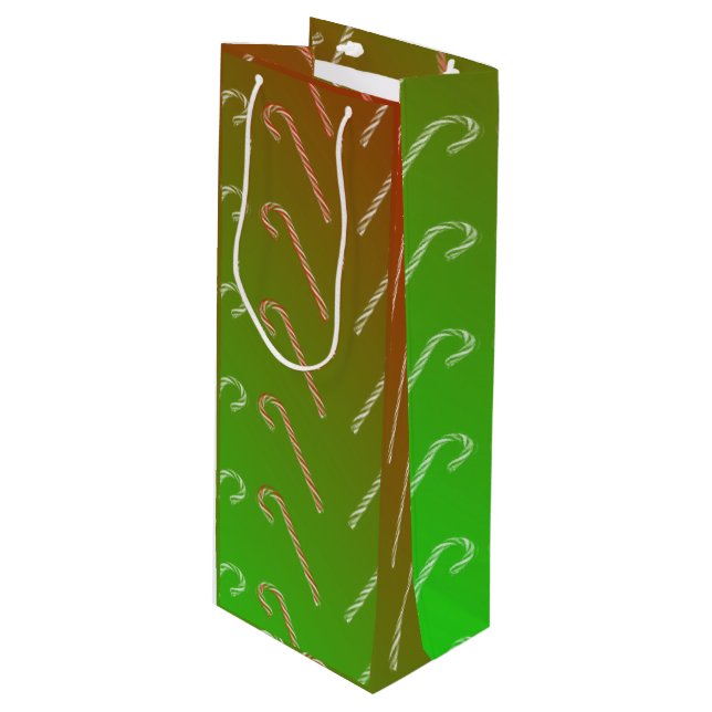 Candy Canes Wine Gift Bag (Front Angled)