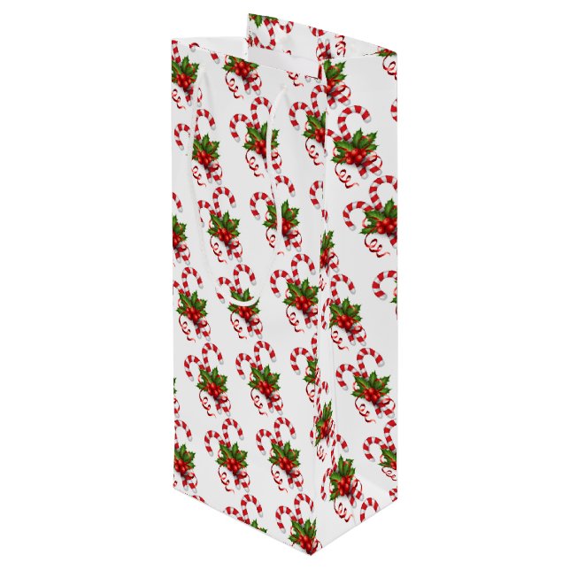 Candy Canes Wine Gift Bag (Back Angled)
