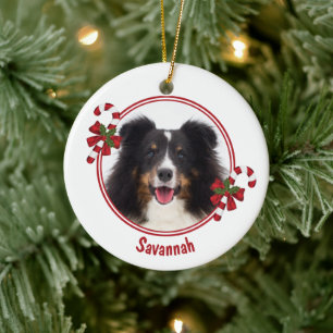 Candy Canes With Custom Photo Template & Text Ceramic Tree Decoration