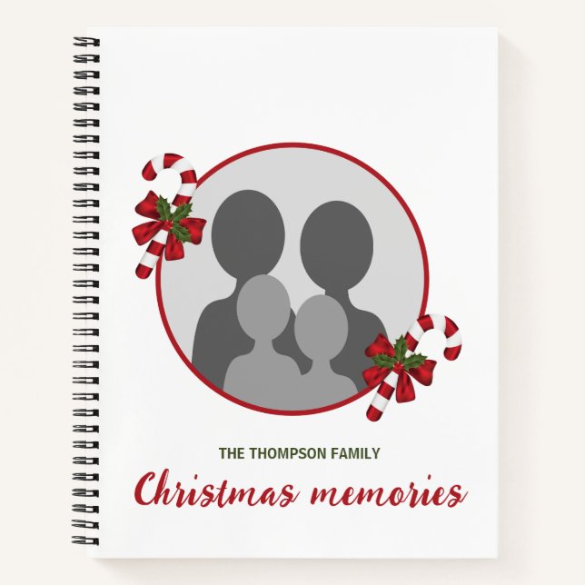 Candy Canes With Custom Photo Template & Text Notebook (Front)