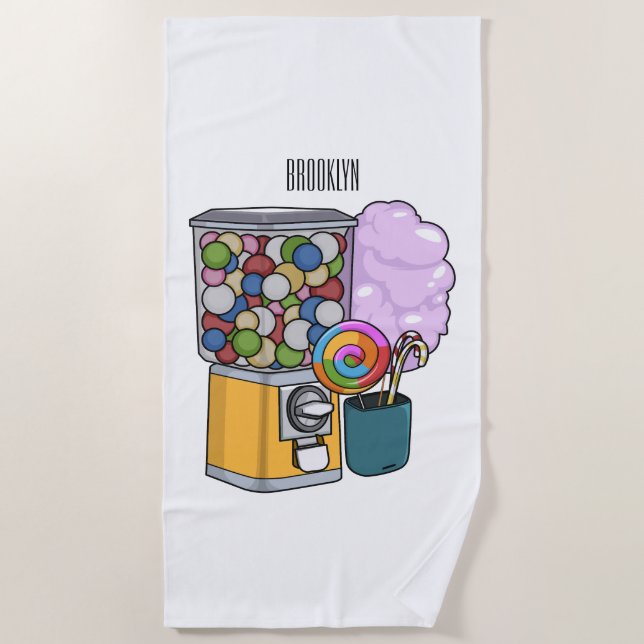 Candy cartoon illustration beach towel (Front)