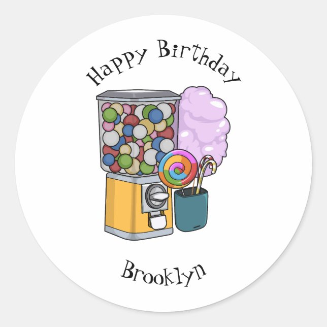 Candy cartoon illustration  classic round sticker (Front)