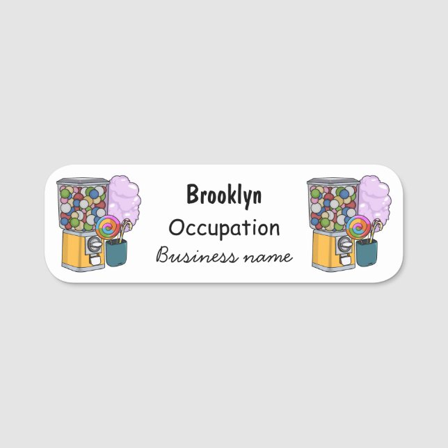 Candy cartoon illustration  name tag (Front)